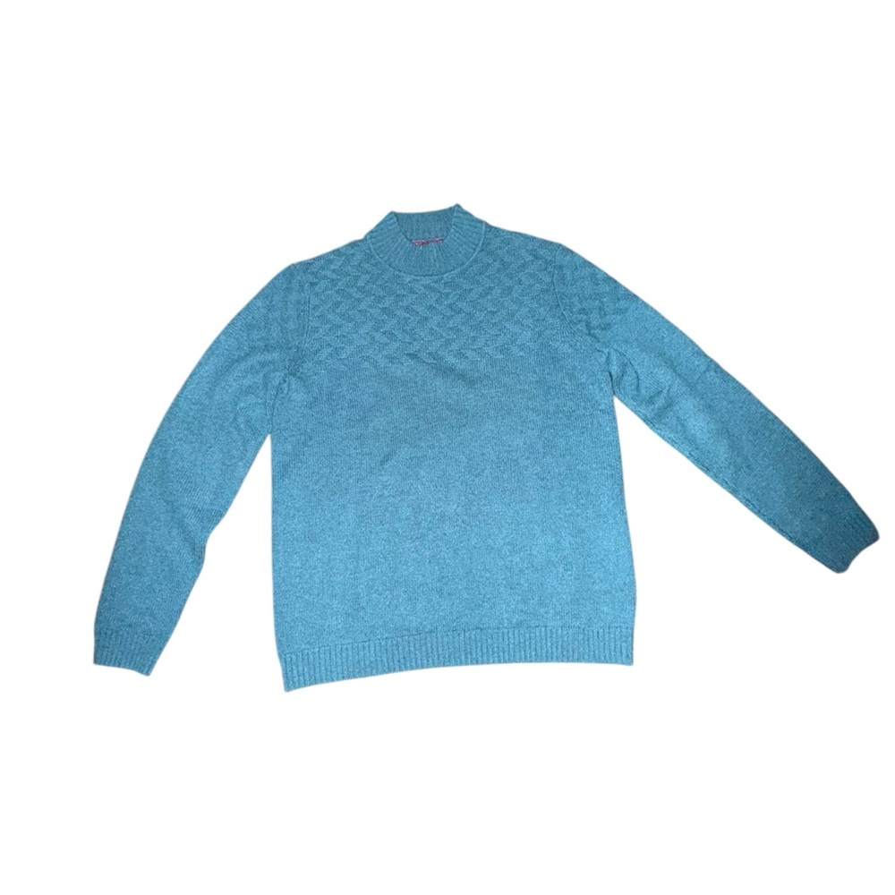 Ted Baker Wool Silk Blue Mock Neck Knit Sweater | Size 5